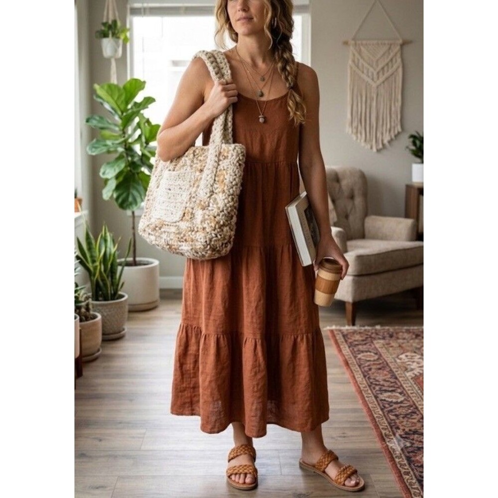 Handmade Crochet Tote Bag Large Boho Hobo Shoulder Purse Chunky Knit Cottagecore